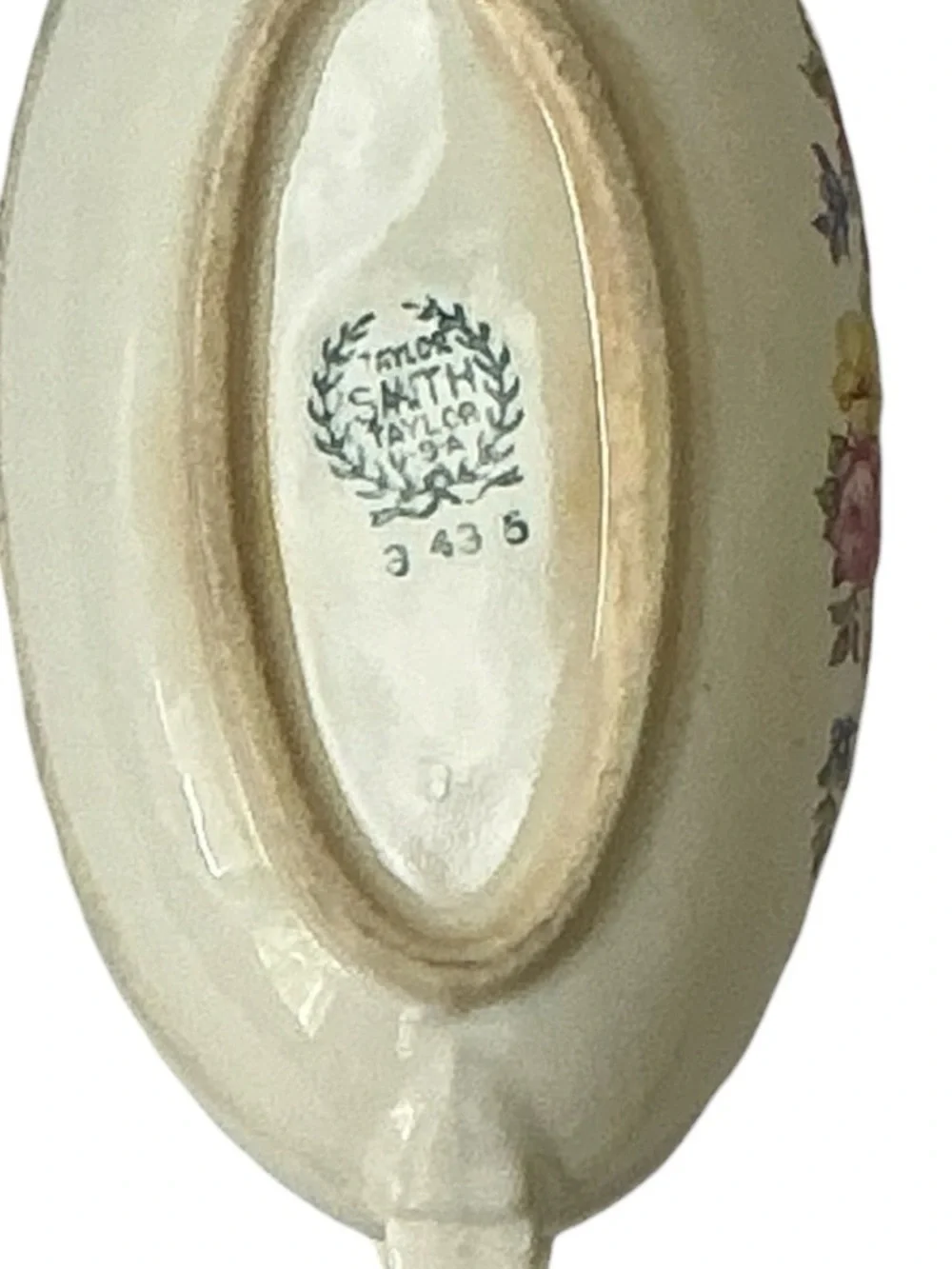 Vintage Taylor Smith China Gravy Boat & Dish Floral Creamy Ivory 2 Pc MCM 1940’s